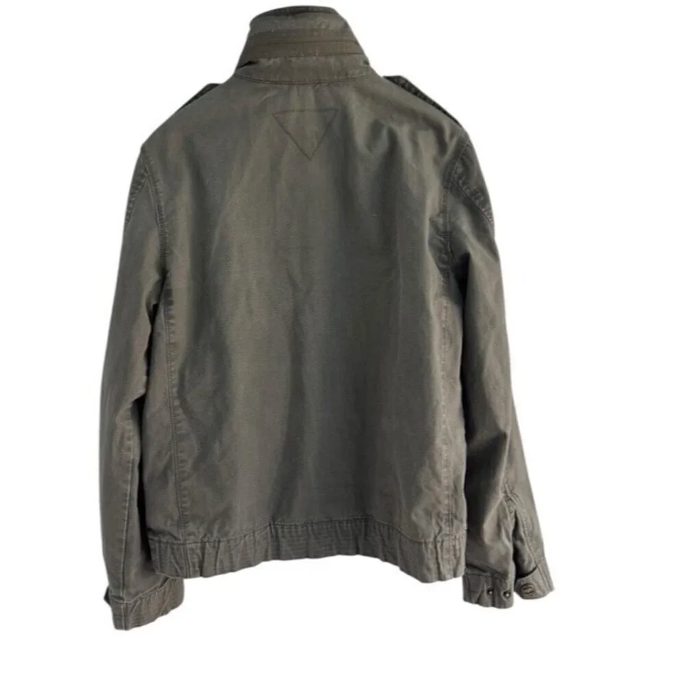 Vintage Levi’s Men's Sz M Olive Green Military Jacket Full Zip Front Zip Hood